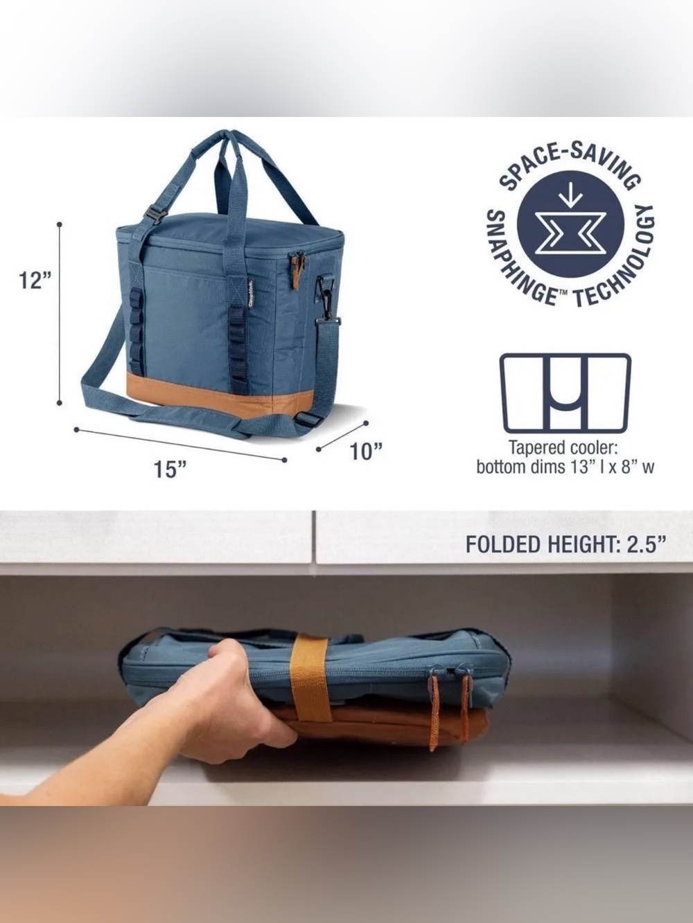 New CleverMade Collapsible Tahoe Cooler 30 Cans Soft Sided Cooler Ocean